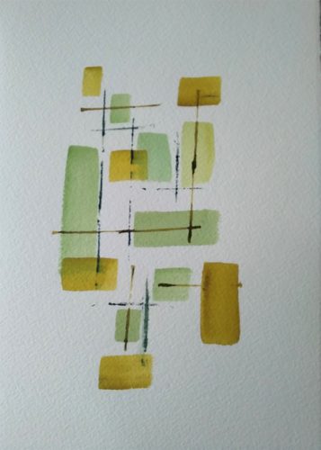 Lynne, abstract, 70s revisited, watercolour.